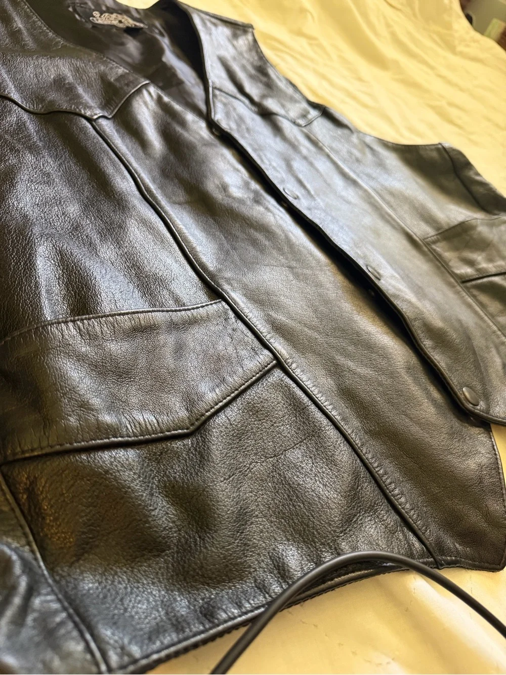 Classic Black Leather Vest - Unbranded Men's Motorcycle Vest